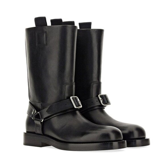 Burberry Women's Saddle Low Harness Strap Boots Black Size 39 MSRP $1,890 - Picture 1 of 14